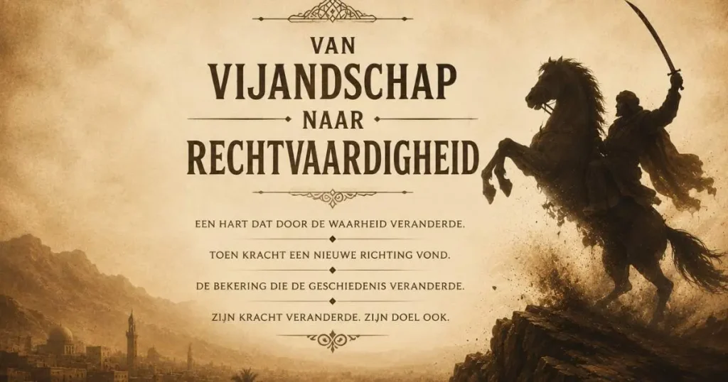 Cinematische scène van Omar ibn al-Khattab in het oude Mekka vóór zijn bekering tot de islam