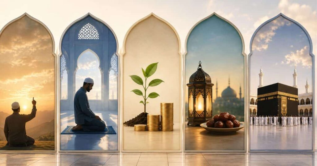 Moslims bij de Ka‘ba tijdens de hadj als symbool van overgave aan Allah en islamitische eenheid