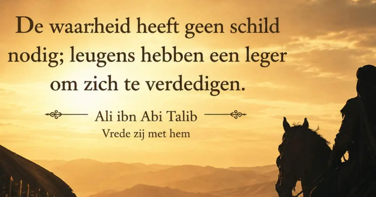 Silhouet van een ruiter te paard bij zonsondergang als symbolische voorstelling van Ali ibn Abi Talib en zijn standvastigheid tijdens de vroege islamitische periode.