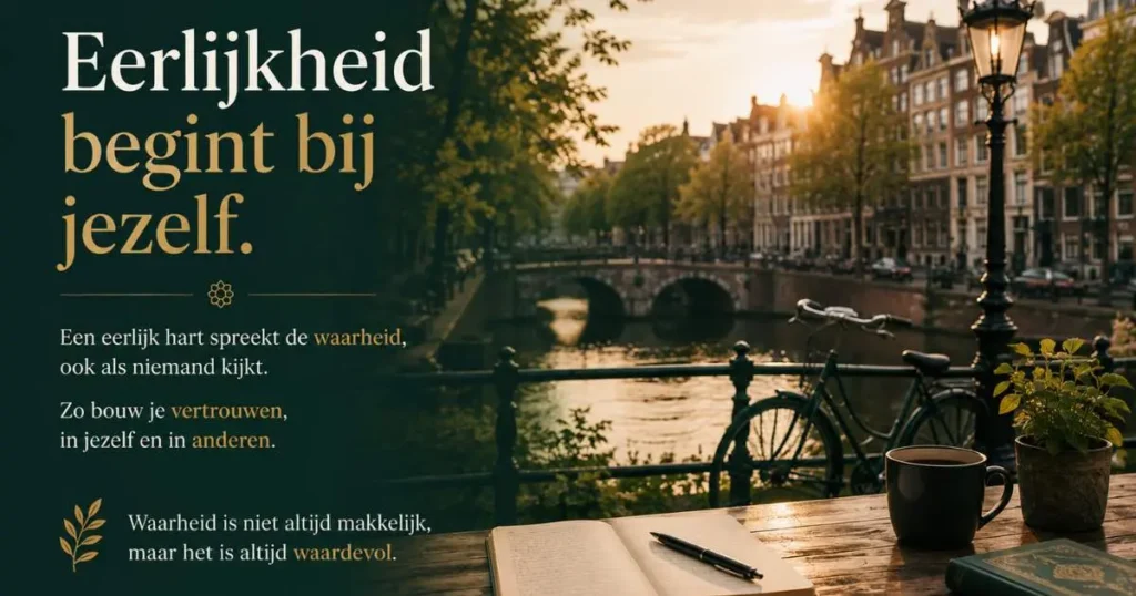 Europese stadsomgeving die eerlijkheid, vertrouwen en waarachtigheid symboliseert volgens islamitische waarden