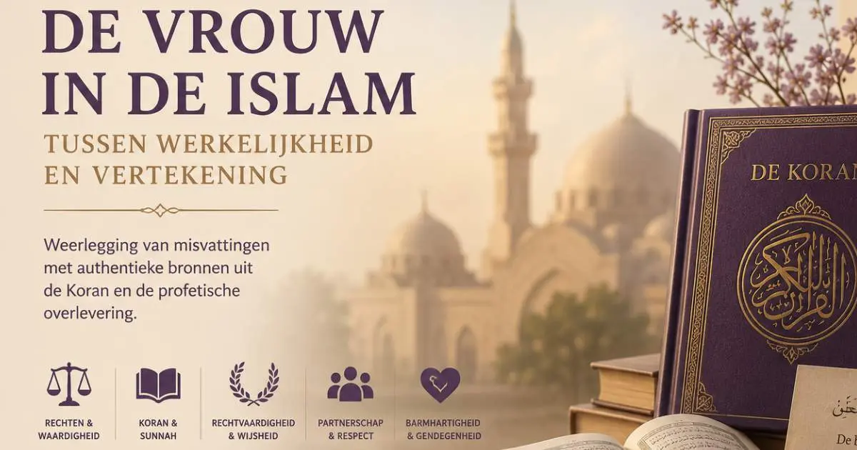 Symbolische afbeelding over de positie van de vrouw in de islam, gebaseerd op waardigheid, rechtvaardigheid en islamitische bronnen.