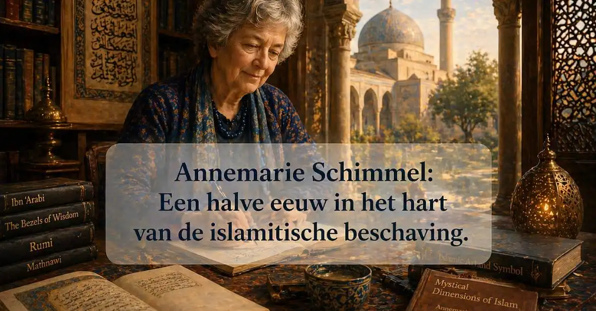 Editorial scène geïnspireerd door Annemarie Schimmel, islamitische spiritualiteit en intellectuele dialoog tussen Europa en de islamitische wereld