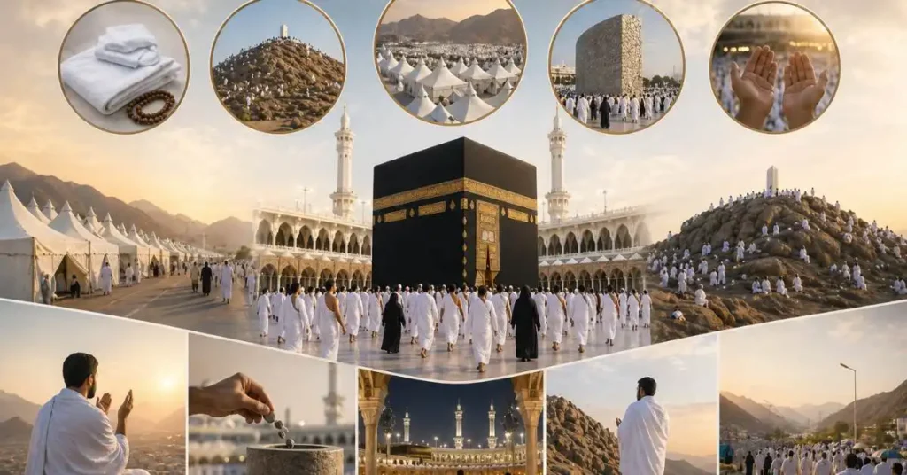 Moslimpelgrims verrichten tawaf rond de Ka‘ba tijdens de Hadj in Mekka.