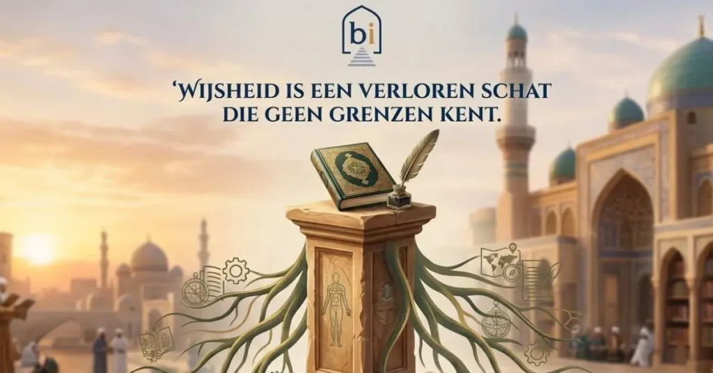 Artistieke voorstelling van het Huis van Wijsheid in Bagdad tijdens de islamitische gouden eeuw.