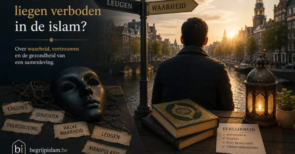Symbolische afbeelding over waarheid, liegen en eerlijkheid in de islamitische ethiek