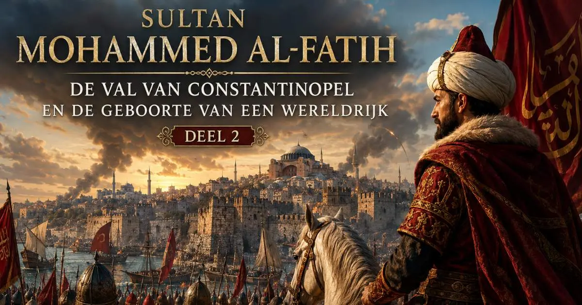 Sultan Mohammed al-Fatih kijkt uit over Constantinopel tijdens de historische verovering van 1453.
