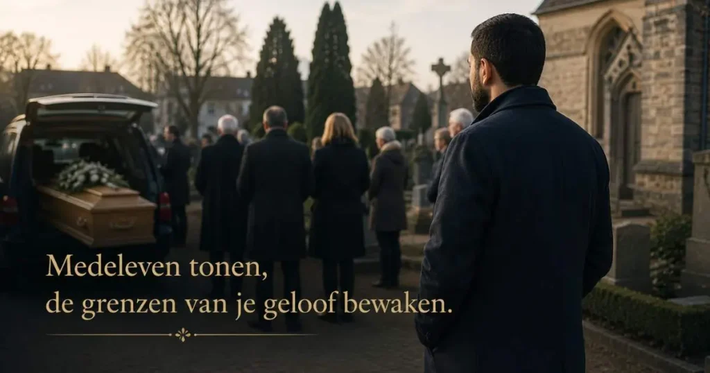 Moslim toont medeleven bij de begrafenis van een niet-moslim
