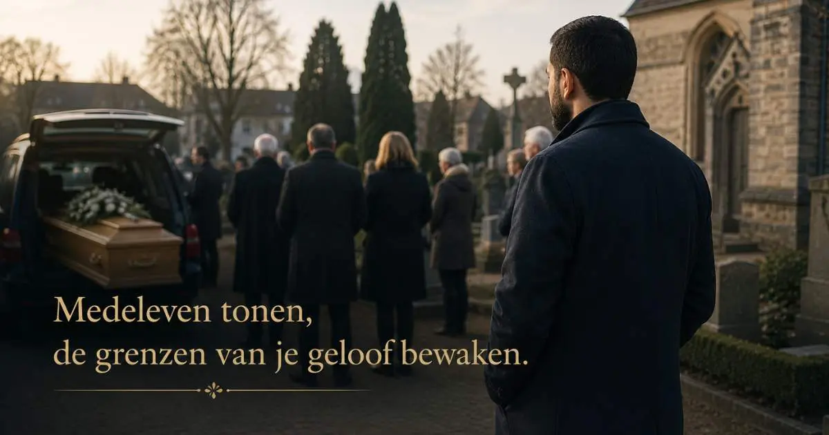Moslim toont medeleven bij de begrafenis van een niet-moslim