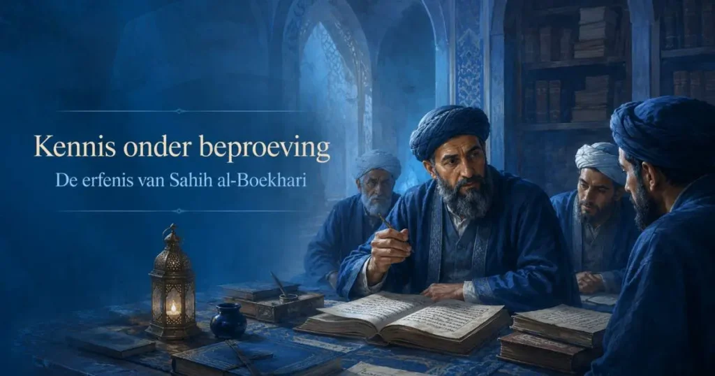 Geleerden bestuderen manuscripten van Sahih al-Bukhari en bespreken de methode en beproeving van imam al Boekhari