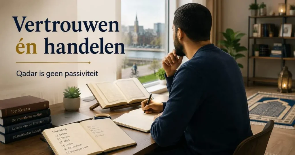 Moslim die plant, leert en handelt terwijl hij vertrouwt op Allah en qadar niet als passiviteit ziet