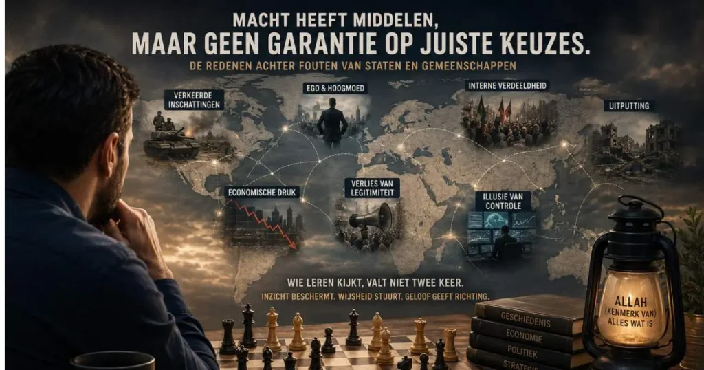 Strategisch bewustzijn over waarom machtige staten falen door verkeerde inschattingen, verdeeldheid, economische druk en verlies van legitimiteit