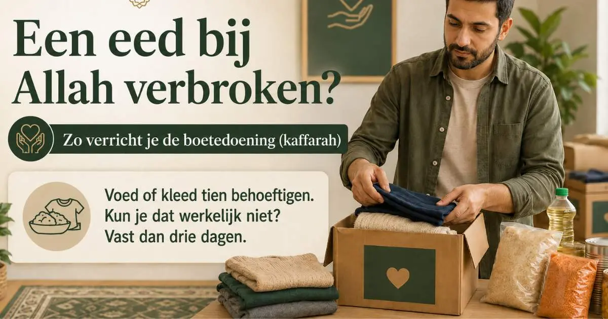 Man bereidt voedsel en kleding voor als kaffarah voor een verbroken eed bij Allah.