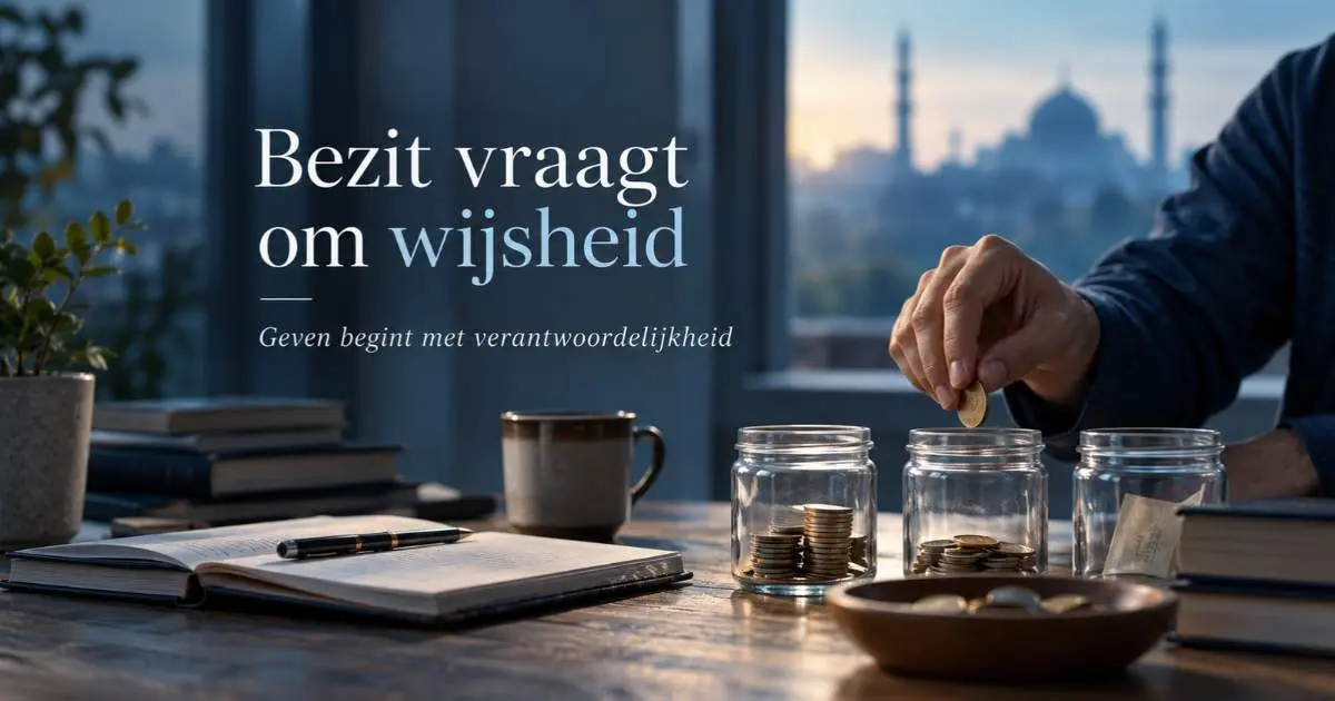 Munten verdeeld over glazen potten als symbool voor verantwoord uitgeven en infaq in de islam