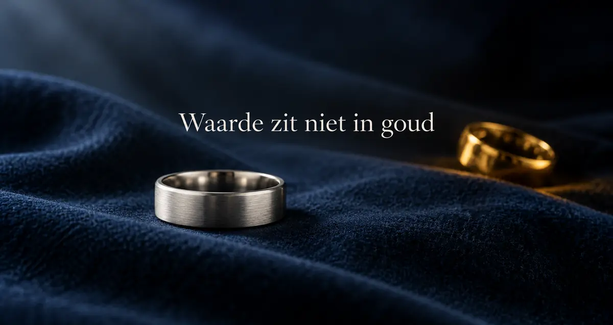 Zilveren mannenring naast een gouden ring bij een artikel over goud dragen in de islam