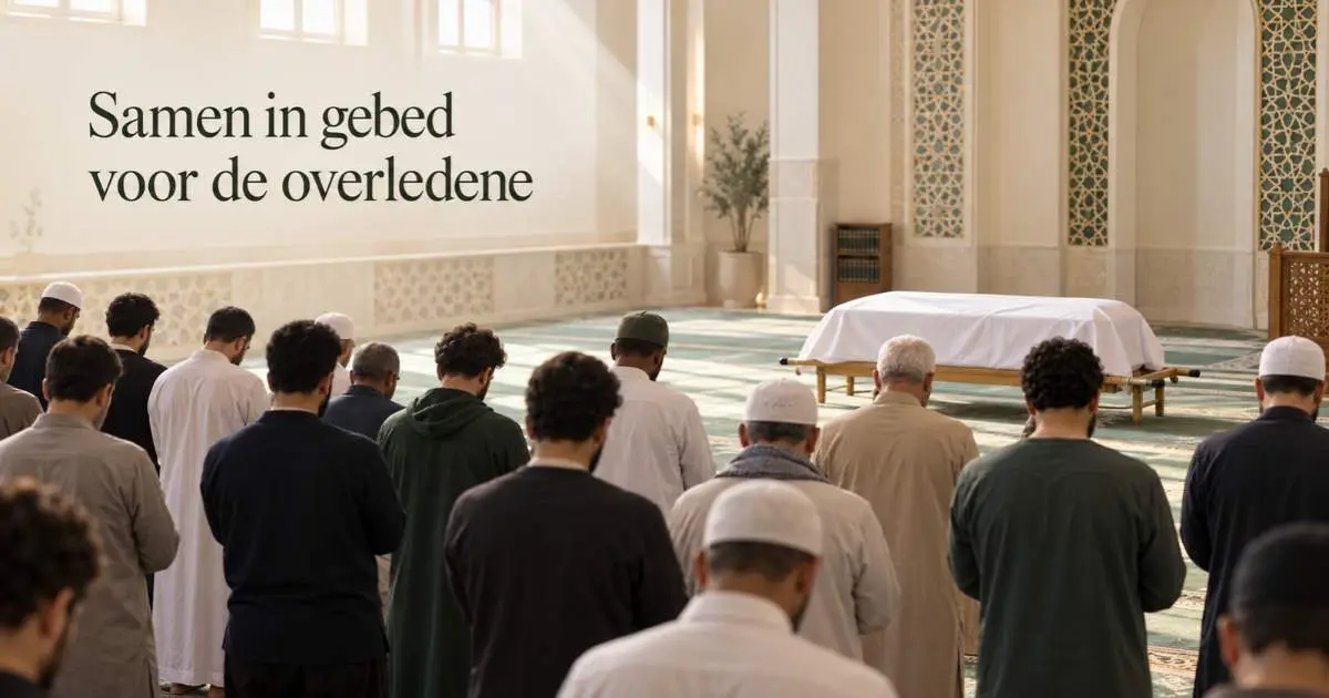 Moslims verrichten samen het janazagebed voor een overledene in een moskee